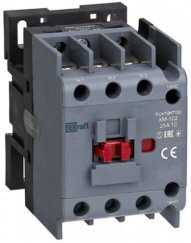 Контактор DEKraft КМ-102 3п 1НЗ 25А 230В тип АС3  картинка